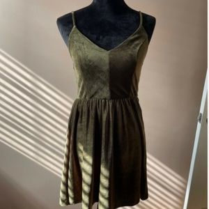 Good Luck Gem Green Corduroy Knee Length Strap Dress
